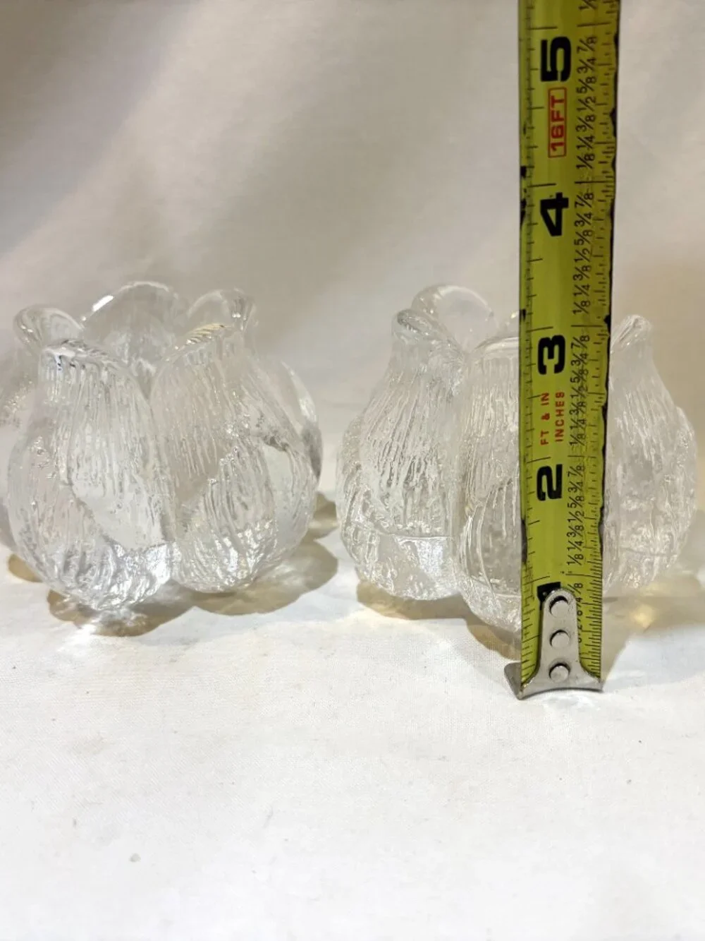 Pair of Kosta Boda Rosebud Crystal Candle Holders